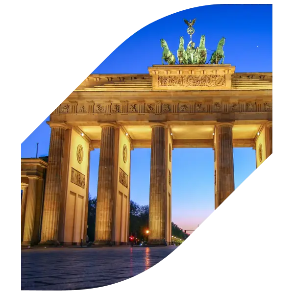 The Brandenburg Gate in Berlin, symbolizing the historical and cultural proximity of our office location